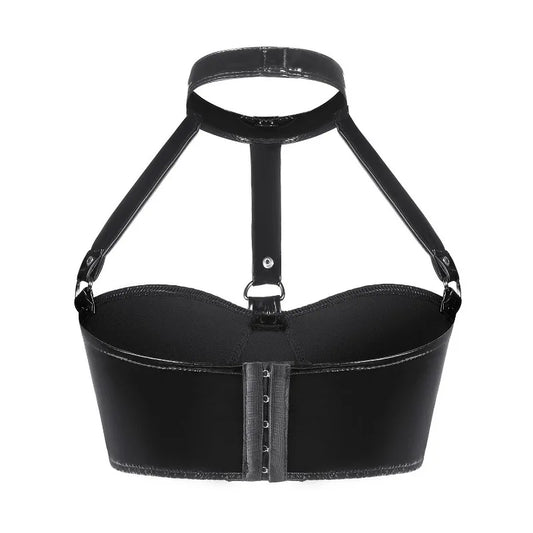 The Glossy Faux Latex Halter Bralette