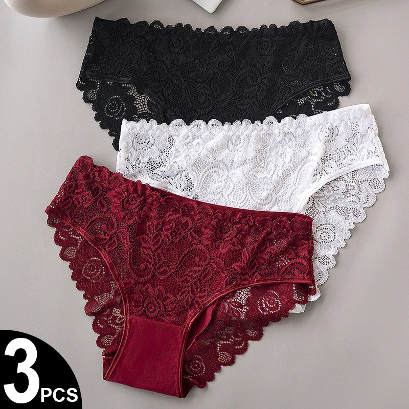 The Floral Lace Cotton-Lined Panties (3-Pack)