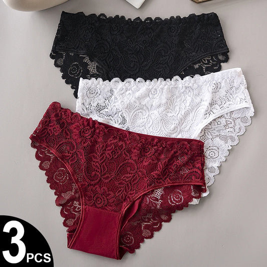The Floral Lace Cotton-Lined Panties (3-Pack)