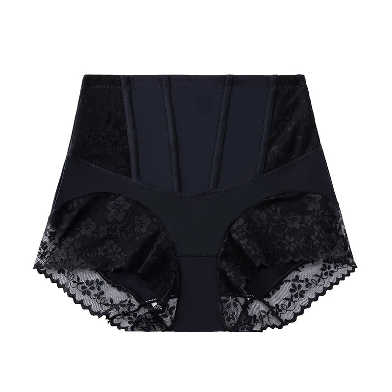High-Waist Lace Boned Tummy Control Shaper Panties