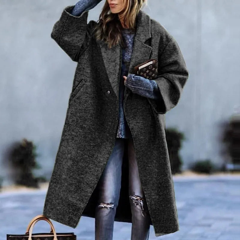 Vibrant Patchwork Print Button-Down Long Cardigan Coat