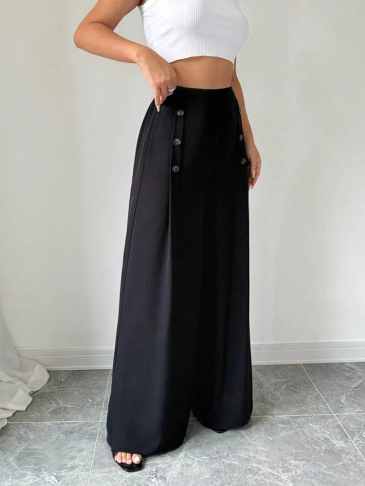 Elegant Chiffon High-Rise Wide-Leg Pants