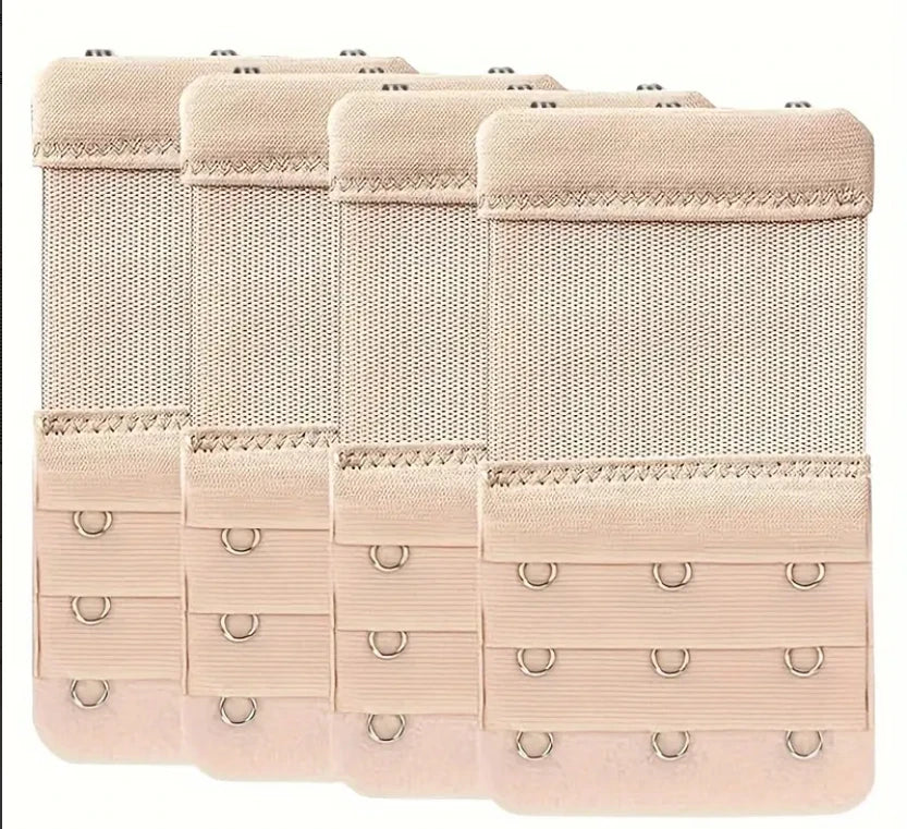 4-Pack 3-Hook Elastic Bra Strap Extenders