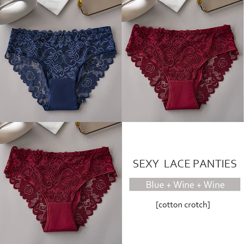 The Floral Lace Cotton-Lined Panties (3-Pack)