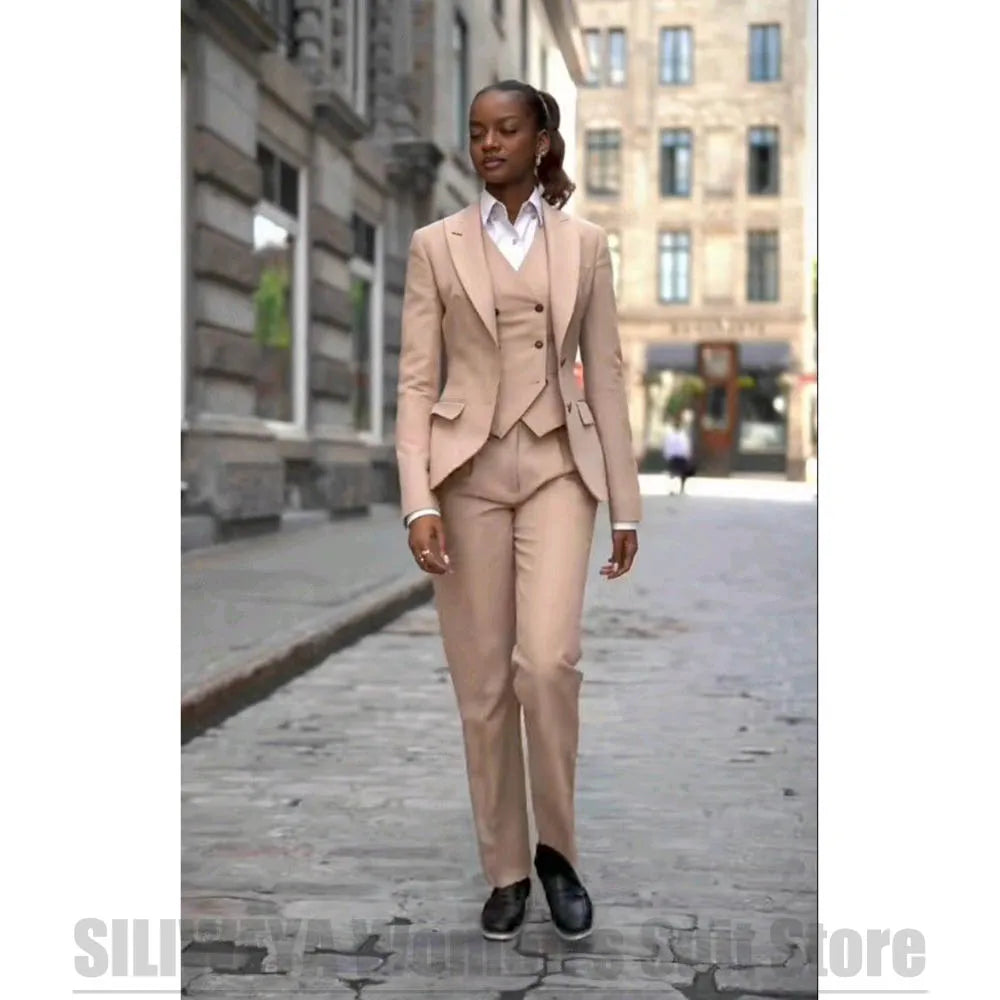 Elegant 3-Piece Formal Business Pencil Pant Suit