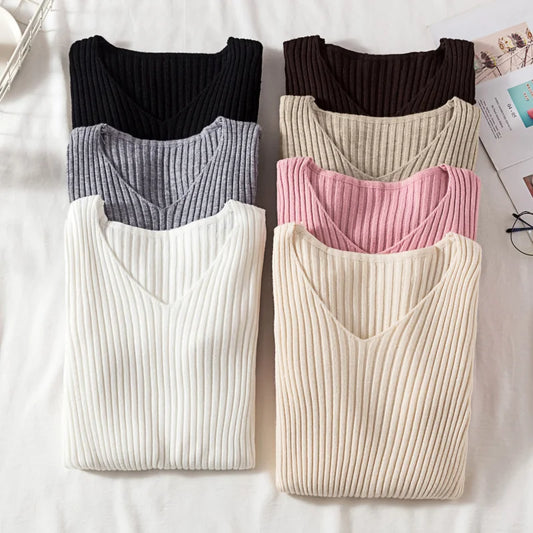 The Classic V-Neck Fine-Knit Sweater