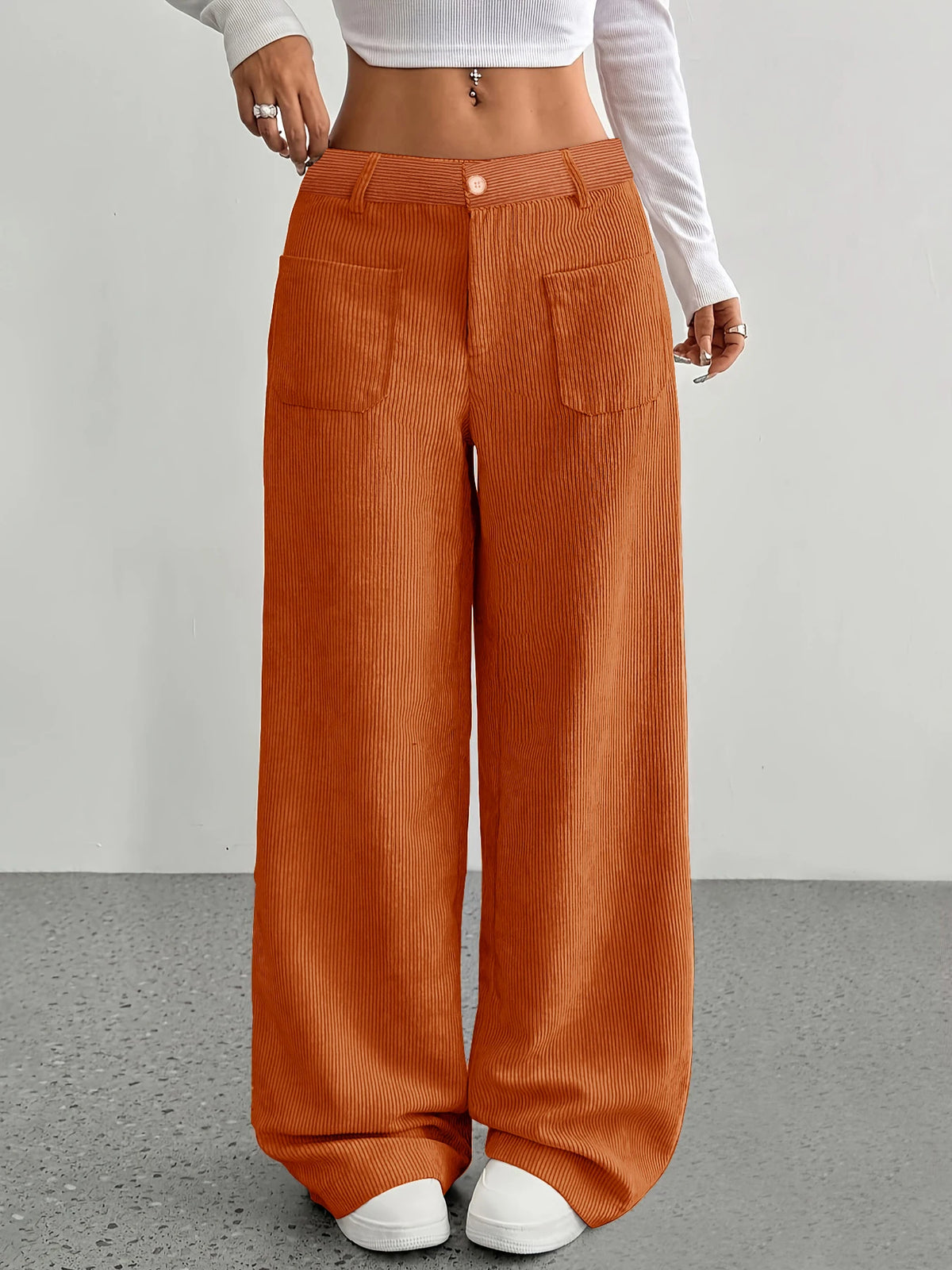 Women’s High-Waisted Corduroy Wide-Leg Pants | Casual Fall & Winter Trousers