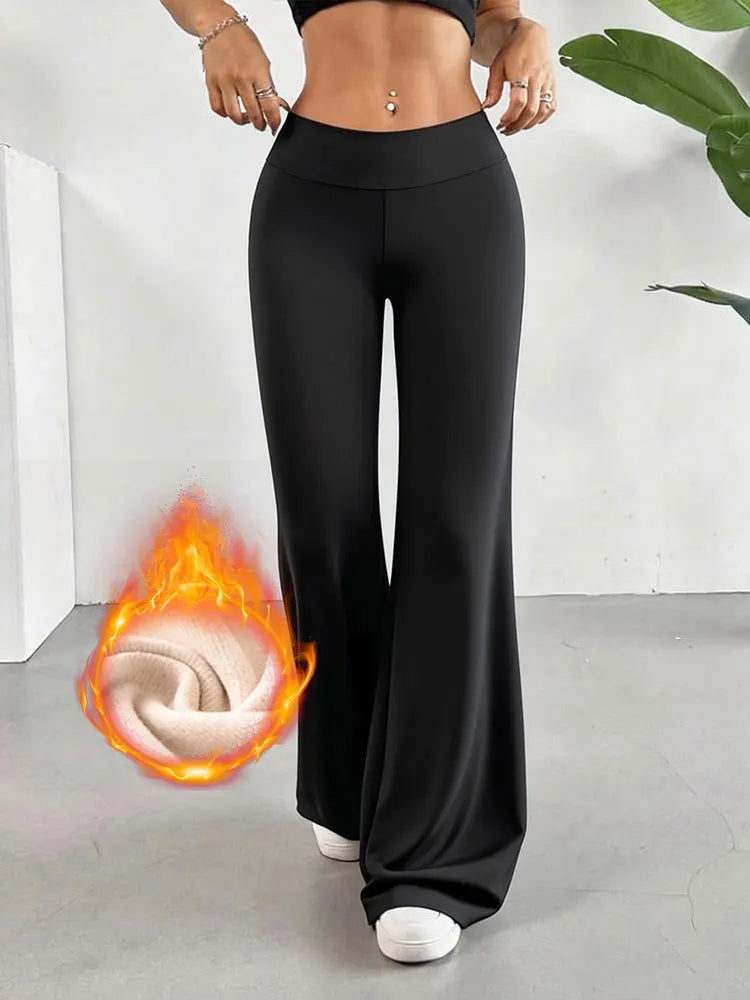 Women's Fleece-Lined High-Waisted Wide-Leg Winter Warm Pants