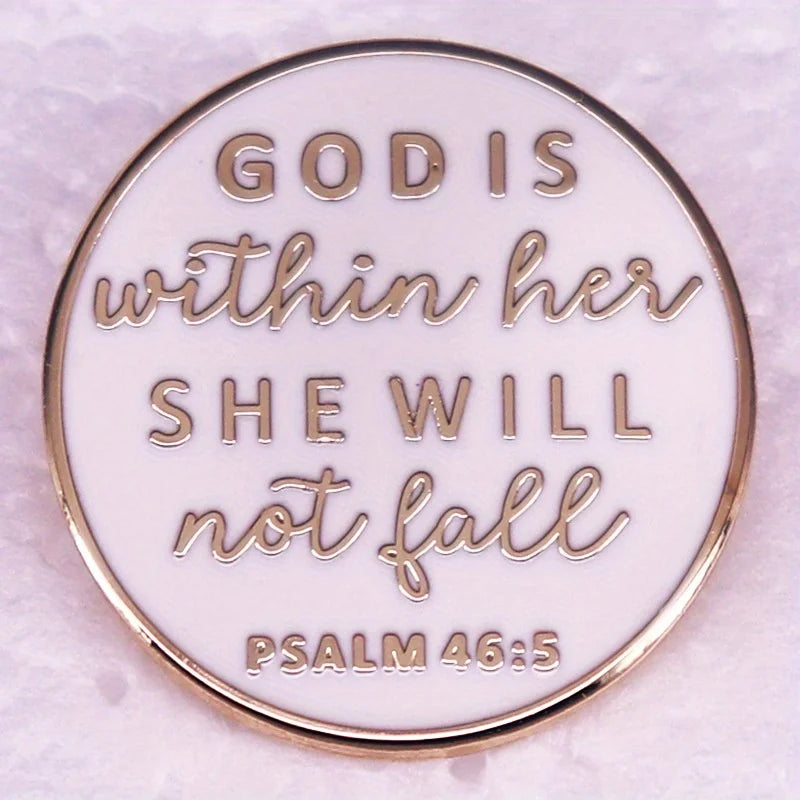 Psalm 46:5 Faith Enamel Pin Brooch