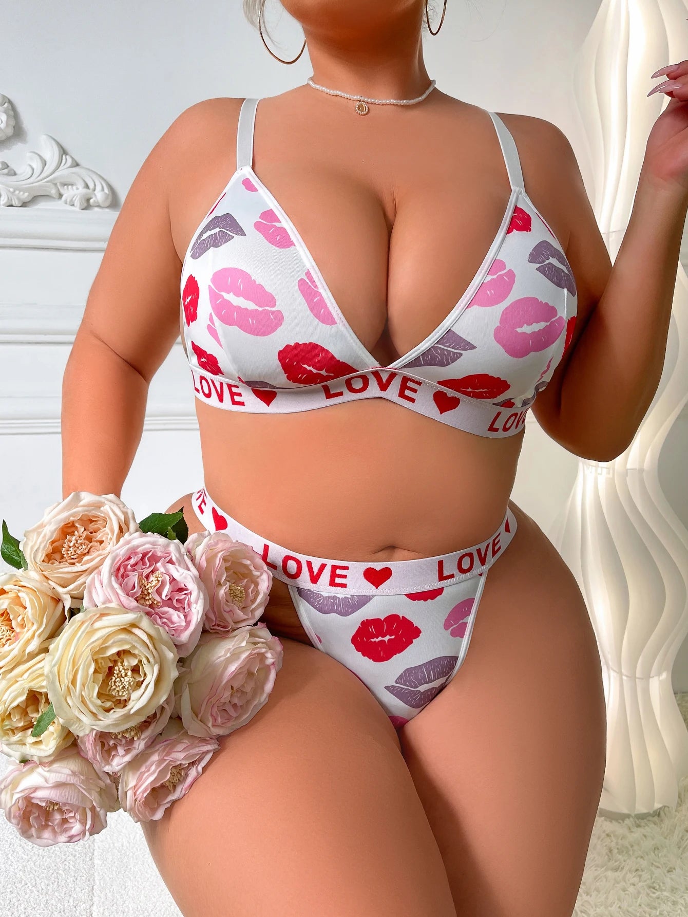 The "Love & Kisses" Triangle Bralette & Thong Set