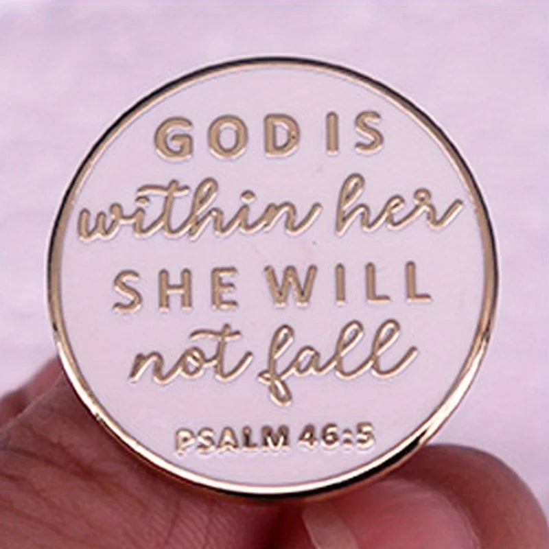 Psalm 46:5 Faith Enamel Pin Brooch