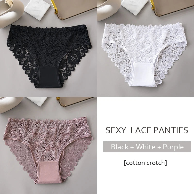 The Floral Lace Cotton-Lined Panties (3-Pack)