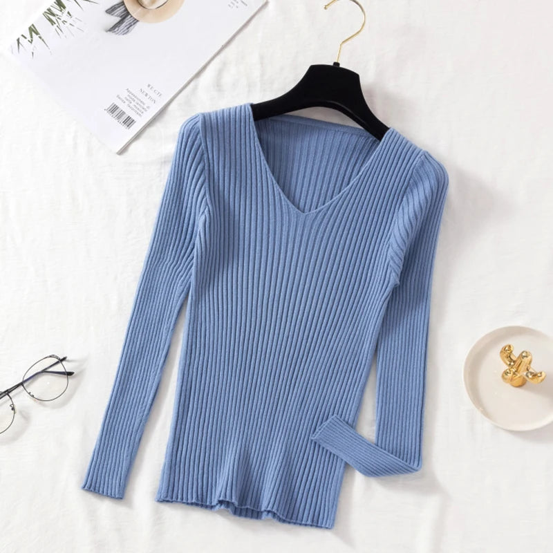 The Classic V-Neck Fine-Knit Sweater
