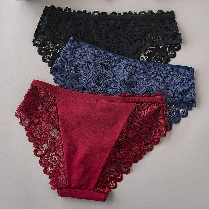 The Floral Lace Cotton-Lined Panties (3-Pack)