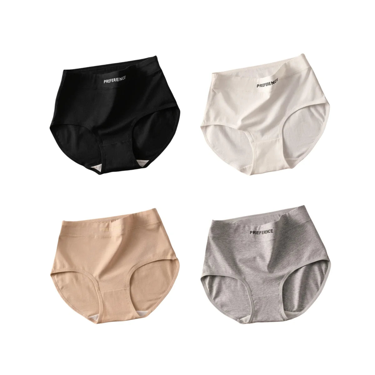 Breathable High-Rise Cotton Shaping Panties (4-Piece Set)
