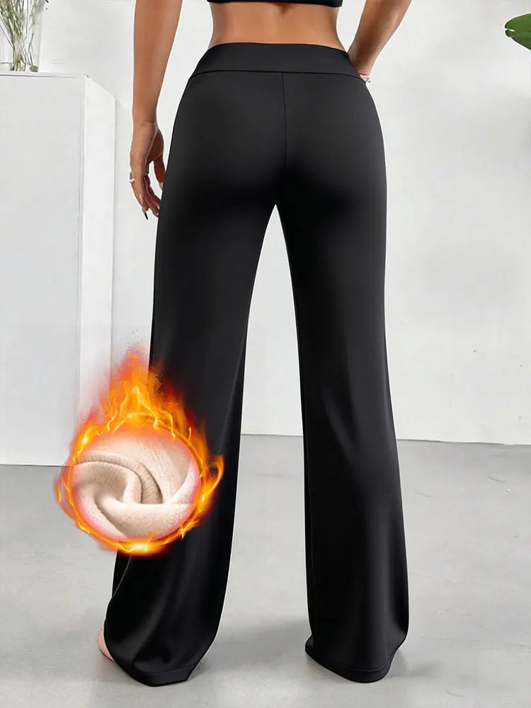 Women's Fleece-Lined High-Waisted Wide-Leg Winter Warm Pants