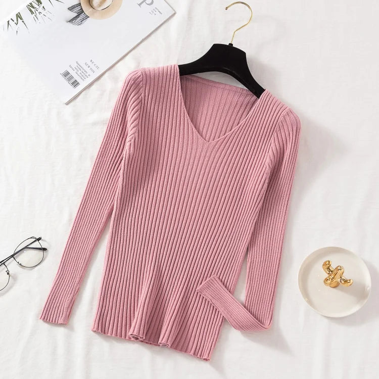 The Classic V-Neck Fine-Knit Sweater