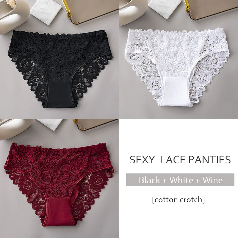 The Floral Lace Cotton-Lined Panties (3-Pack)