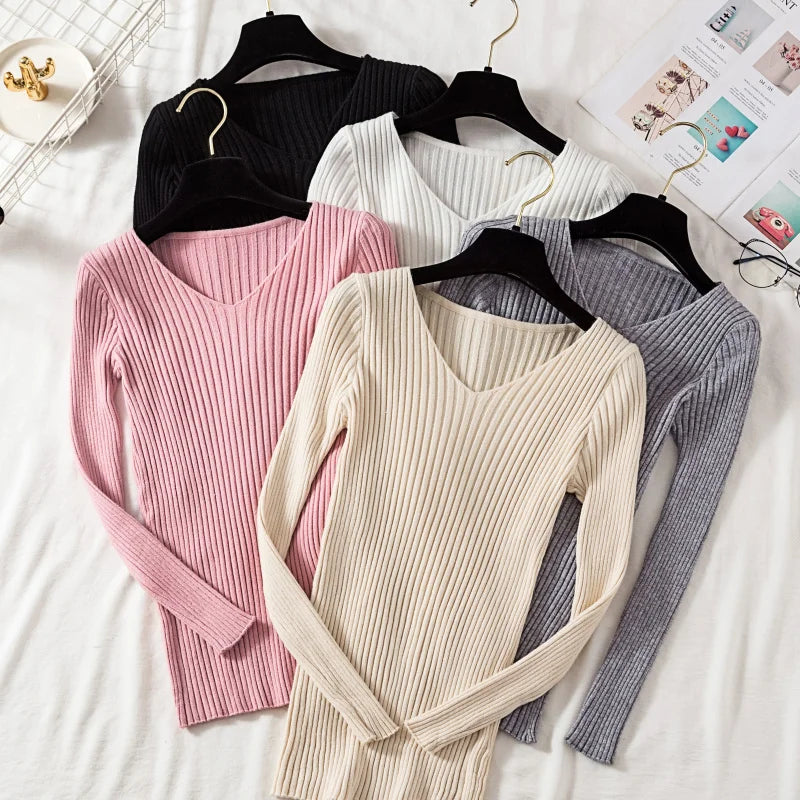The Classic V-Neck Fine-Knit Sweater