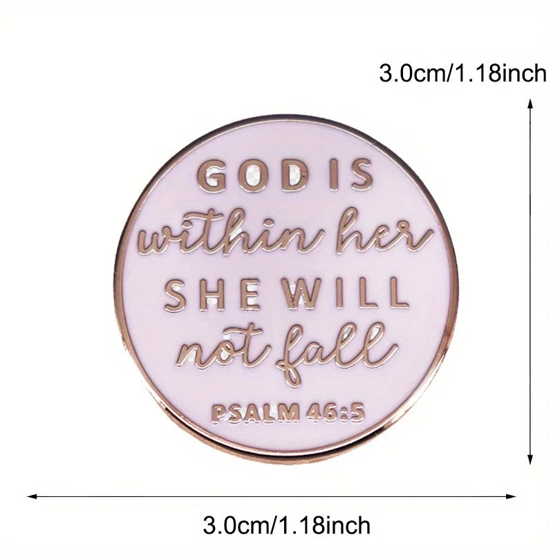 Psalm 46:5 Faith Enamel Pin Brooch