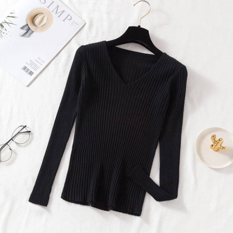 The Classic V-Neck Fine-Knit Sweater