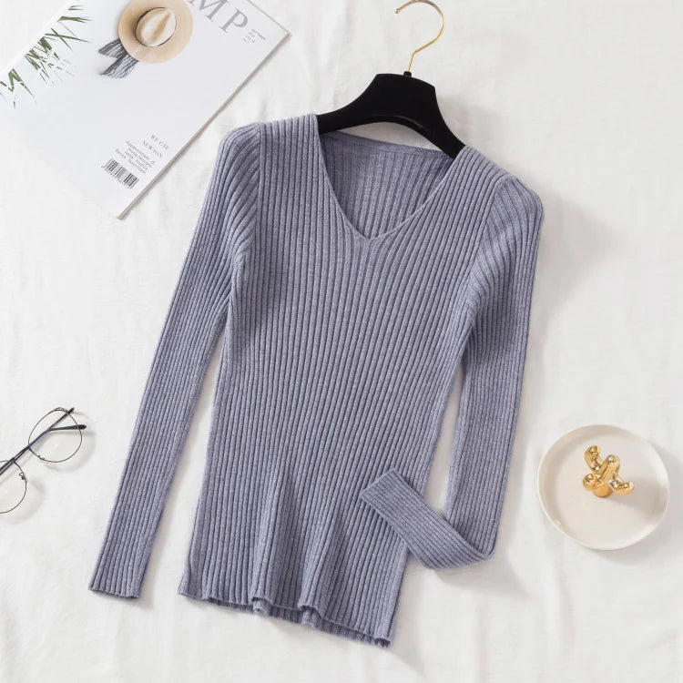 The Classic V-Neck Fine-Knit Sweater