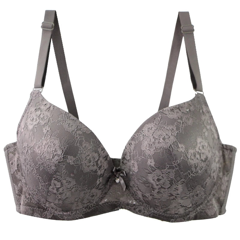 Floral Lace Bow-Accent Push-Up Underwire Bra