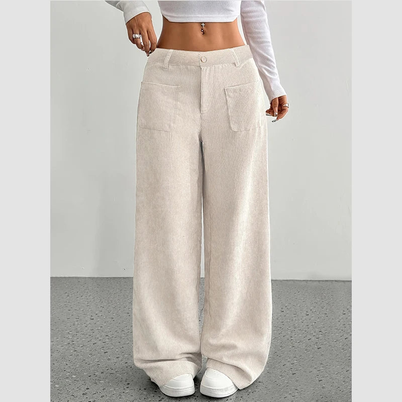 Women’s High-Waisted Corduroy Wide-Leg Pants | Casual Fall & Winter Trousers