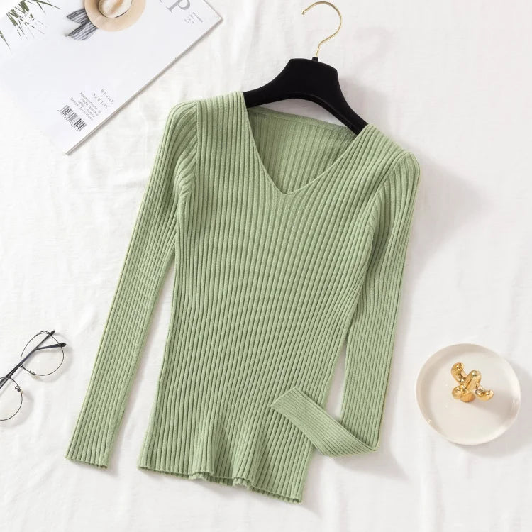 The Classic V-Neck Fine-Knit Sweater