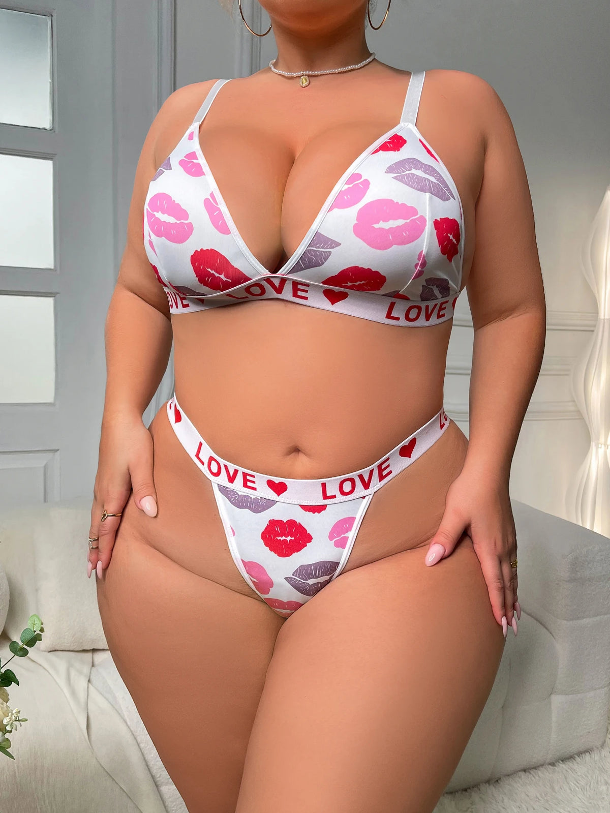 The "Love & Kisses" Triangle Bralette & Thong Set