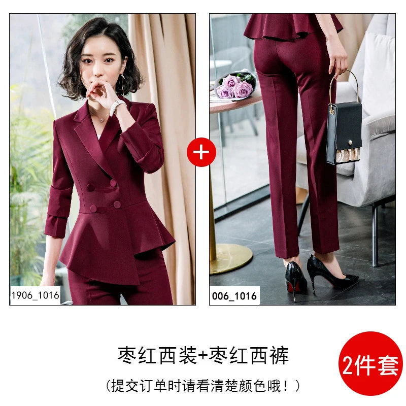Bold Red Double-Breasted 2-Piece Blazer & Trouser Suit Set