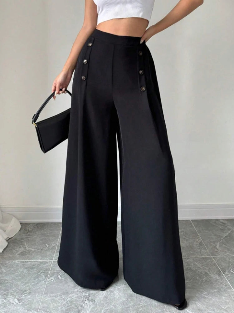 Elegant Chiffon High-Rise Wide-Leg Pants