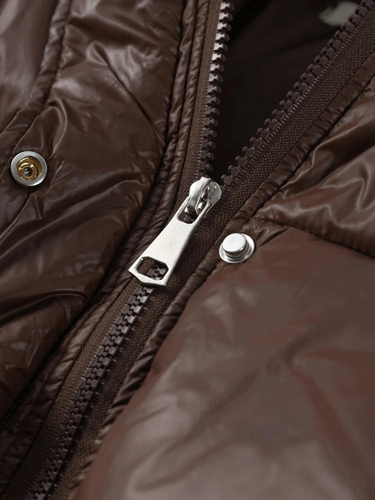 Women's Thick Padded Stand-Collar Winter Jacket with Tie Belt
