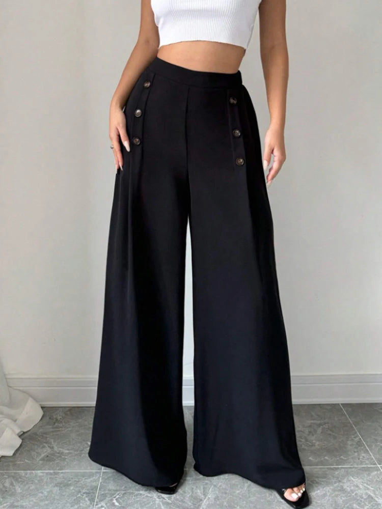 Elegant Chiffon High-Rise Wide-Leg Pants