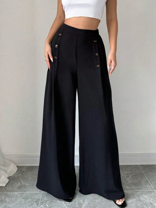 Elegant Chiffon High-Rise Wide-Leg Pants