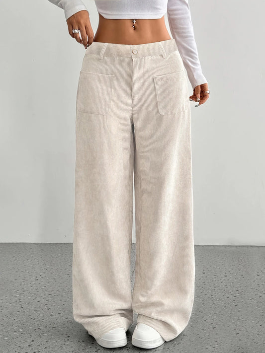 Women’s High-Waisted Corduroy Wide-Leg Pants | Casual Fall & Winter Trousers