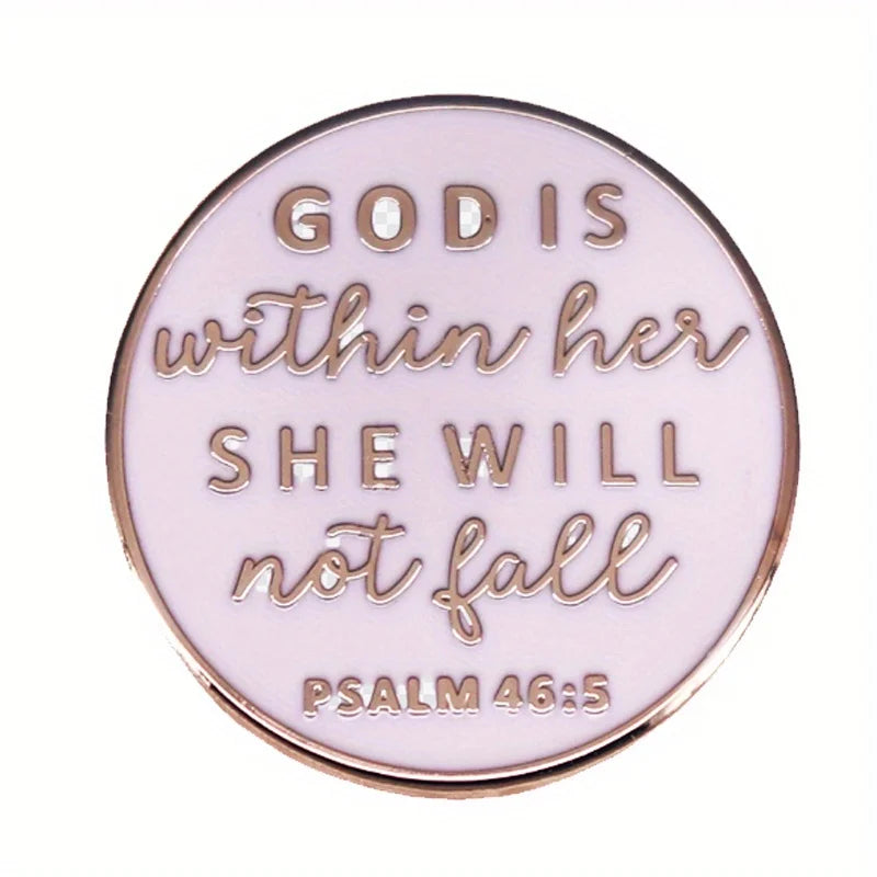 Psalm 46:5 Faith Enamel Pin Brooch