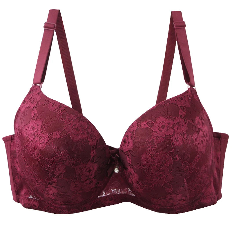 Floral Lace Bow-Accent Push-Up Underwire Bra