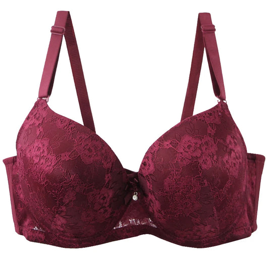 Floral Lace Bow-Accent Push-Up Underwire Bra