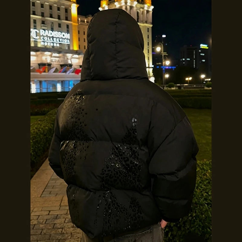 ater-Reactive Leopard Pattern Padded Winter Commuter Jacket