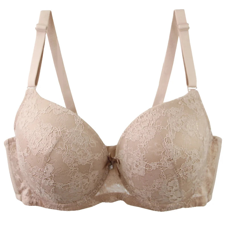 Floral Lace Bow-Accent Push-Up Underwire Bra