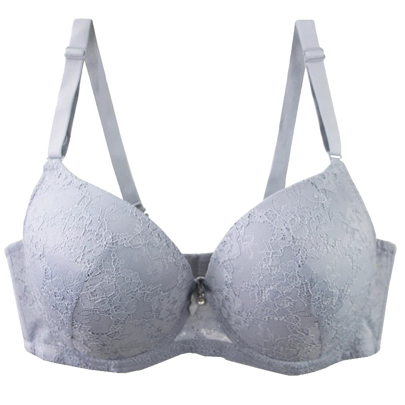 Floral Lace Bow-Accent Push-Up Underwire Bra