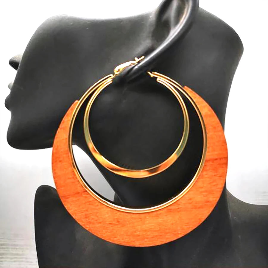 Vintage Boho Wooden Drop Earrings