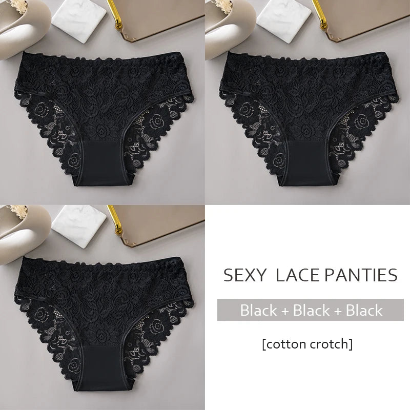 The Floral Lace Cotton-Lined Panties (3-Pack)