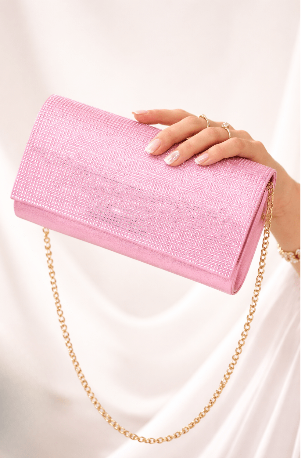 Blush Crystal Glam Clutch