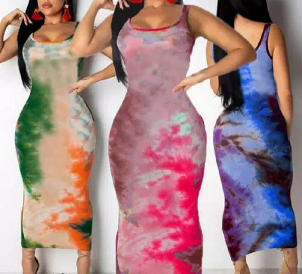 Tie Dye Beach Bodycon Dress - myfiercefirefashions