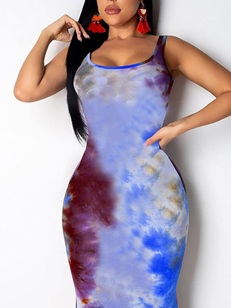 Tie Dye Beach Bodycon Dress - myfiercefirefashions